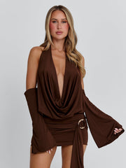 CELINA MINI DRESS CHOCOLATE