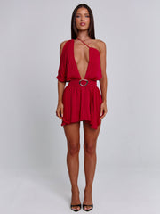 Erice Mini Dress Deep Red