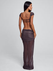 Eulalie Maxi Dress Brown Polka Dot
