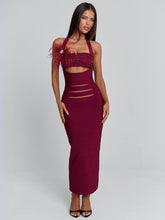 LUNABELLE MIDI DRESS BURGUNDY