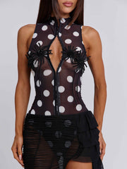 Maelis Maxi Dress Black Polka Dot